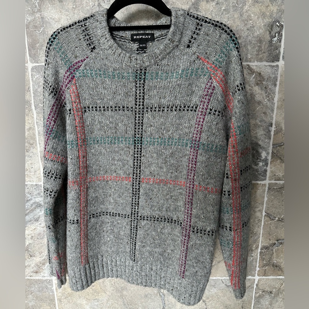REPEAT Ladies Women’s Size 36 Extra Small Grey Wool Sweater Jumper Multi…
